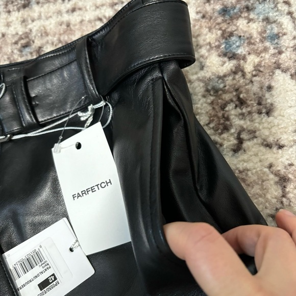 NEW Patrizia Pepe Essential Belted Black Faux Leather High Waist Trouser Shorts - Picture 9 of 13